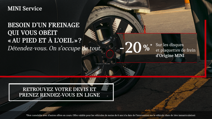 -20 % sur le freinage d'Origine MINI à Chartres et Dreux