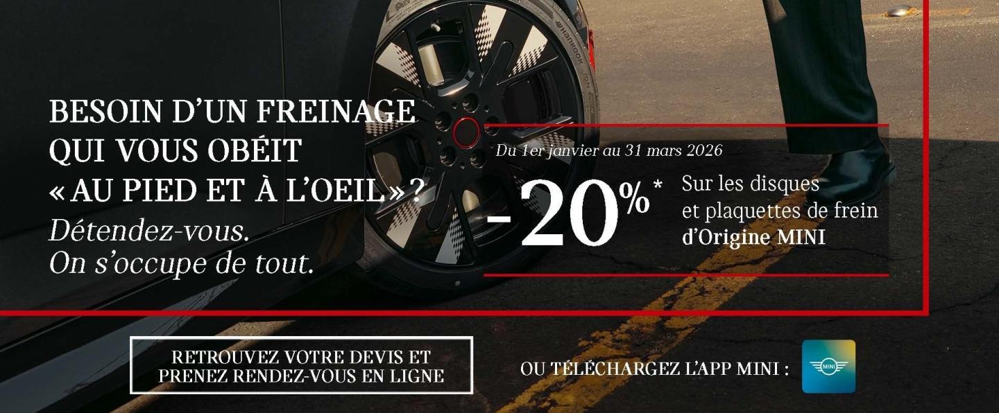 -20% sur les disques et les plaquettes d'Origine MINI
