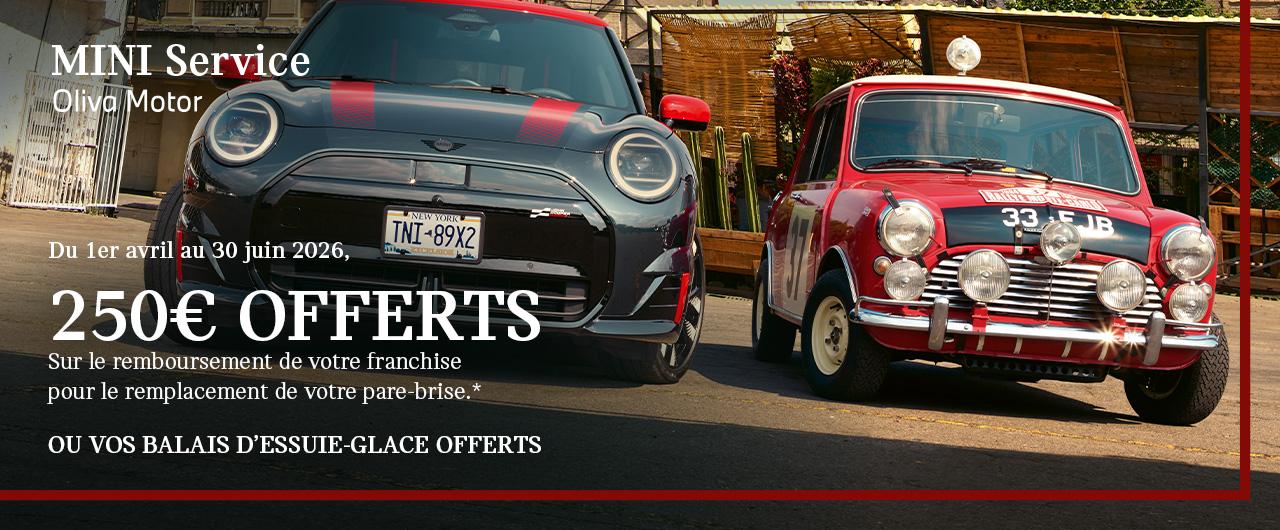 250€ offerts sur votre franchise pare-brise* chez MINI Oliva Motor