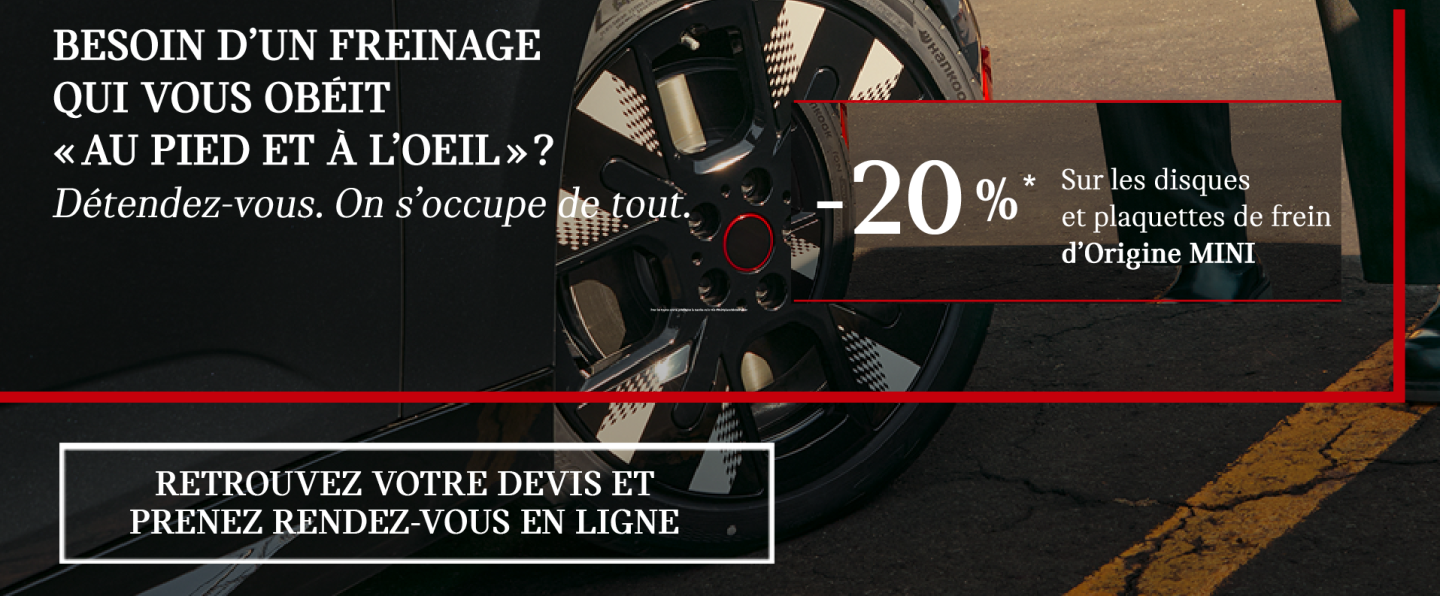 -20 % sur le freinage d'Origine MINI à Chartres et Dreux